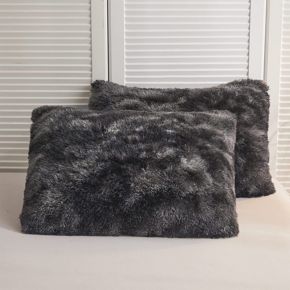 4990 2 Pack Shaggy Plush Faux Fur Pillow Shams,Decorative Throw Pillow